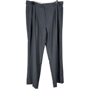 Vintage Barneys New York Men’s 36 100% Wool Pleated Trousers Chevron 90s Work